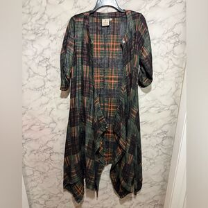 NEW Zola Premium Chic Plaid Cardigan in Green and Orange Size S